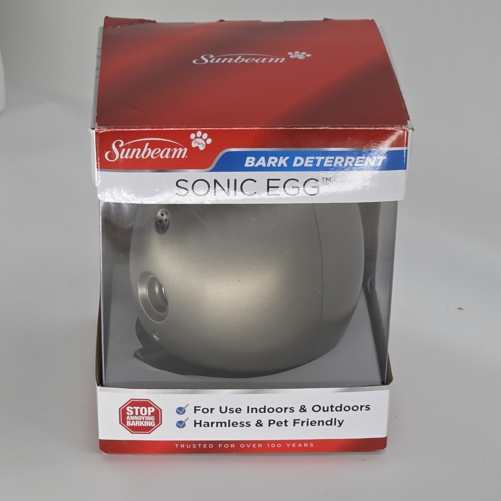 Sunbeam Sonic Egg Ultrasonic Bark Deterrent Indoor Outdoor Dog Silencer Device